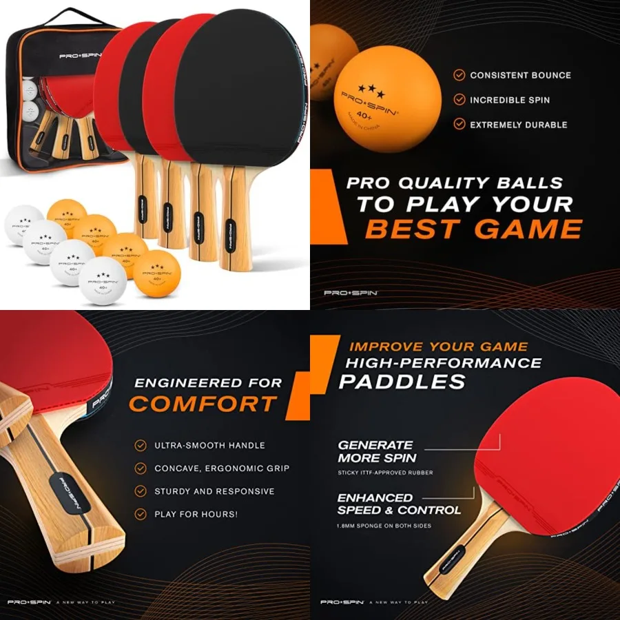 Ping Pong Paddles - High-Performance Set with Premium Table Tennis Rackets, 3-Star Ping Pong Balls, Compact Storage Case Profes
Ping Pong Paddles - High-Performance Set with Premium Table Tennis Rackets, 3-Star Ping Pong Balls, Compact Storage Case Profes