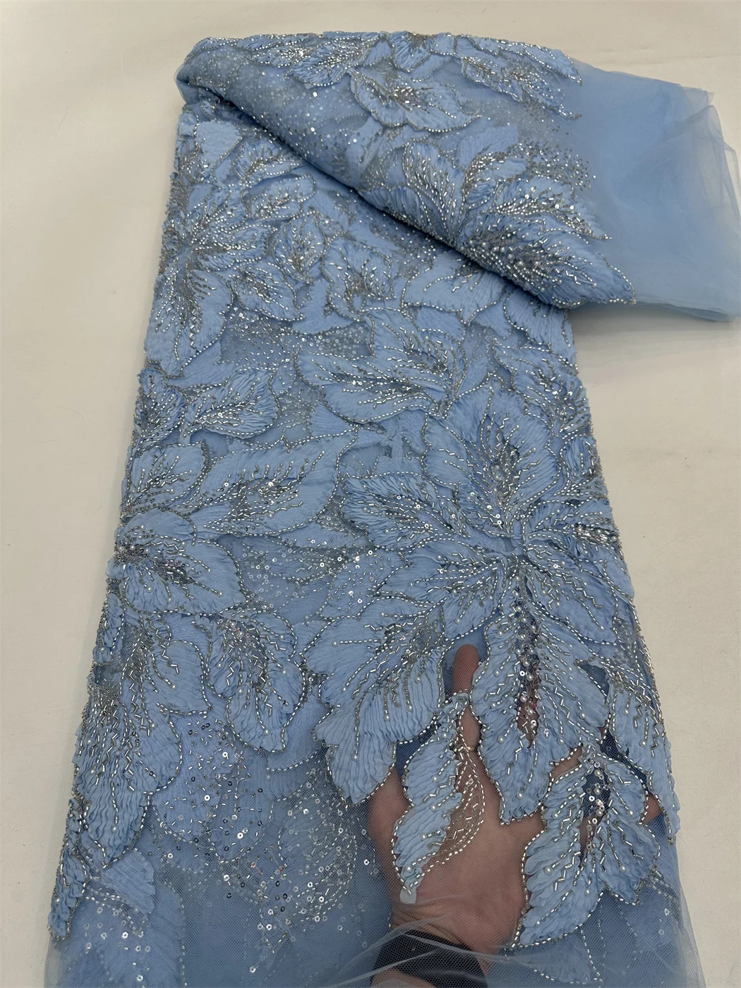 African Sequins Beaded Lace Fabrics High Quality Embroidery French Nigerian Lace Fabric For Wedding Sewing Material
African Sequins Beaded Lace Fabrics High Quality Embroidery French Nigerian Lace Fabric For Wedding Sewing Material