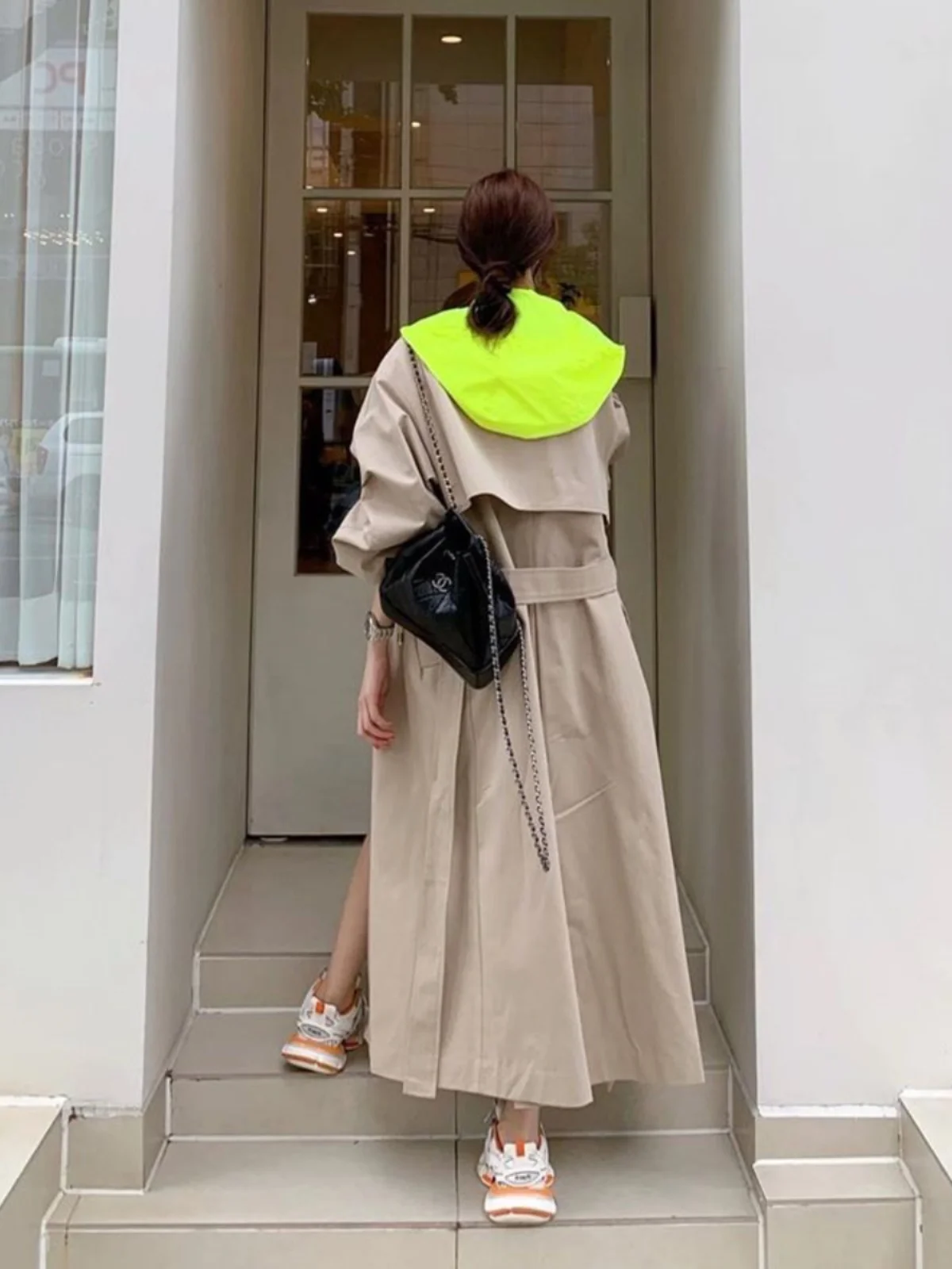 Long Over-Knee Women's Coat Loose Fit Fluorescent een Hooded Workwear Jaet Trendy Korean Sle Commute Double Button
Long Over-Knee Women's Coat Loose Fit Fluorescent een Hooded Workwear Jaet Trendy Korean Sle Commute Double Button