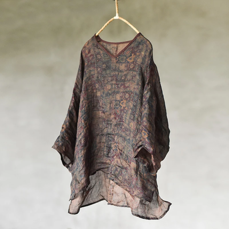 Oversized Women Casual Linen T-shirts New 2025 Summer Vintage Style V-neck Floral Print Loose Female Casual Tops Tees M739
Oversized Women Casual Linen T-shirts New 2025 Summer Vintage Style V-neck Floral Print Loose Female Casual Tops Tees M739