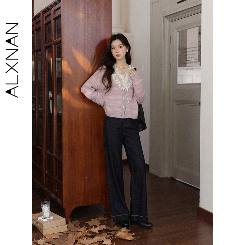 ALXNAN Women's Vintage Jeans 2025 New Straight-leg Plaid Bow Belt Baggy Jeans Loose-fit Casual Commuter Trousers Female L58619
ALXNAN Women's Vintage Jeans 2025 New Straight-leg Plaid Bow Belt Baggy Jeans Loose-fit Casual Commuter Trousers Female L58619