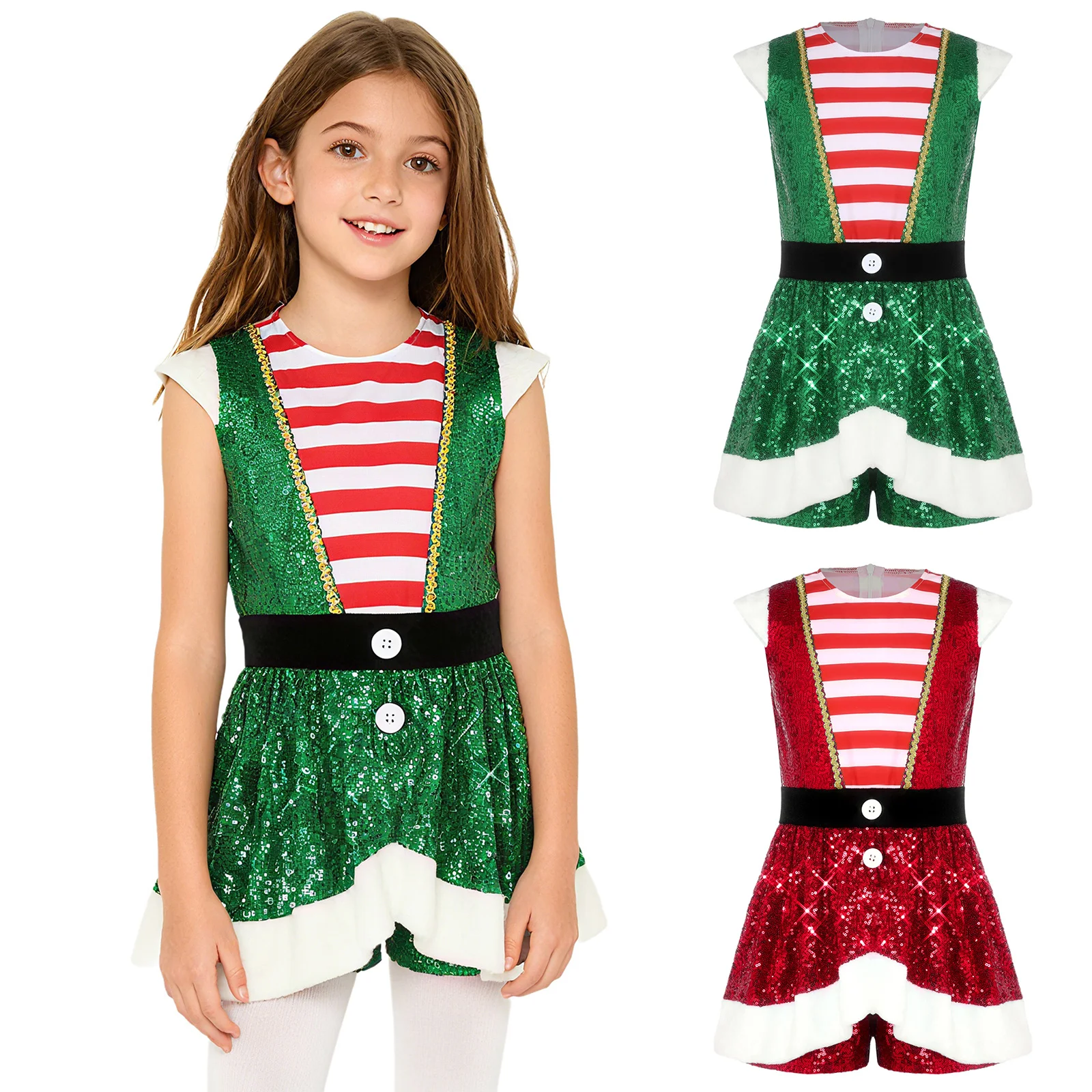 Girls Christmas Candy Cane Jumpsuit Dance Stripe Costume Sparkly Sequins Cap Sleeve Ruffled Overlay Leotard Dress Carnival Party
Girls Christmas Candy Cane Jumpsuit Dance Stripe Costume Sparkly Sequins Cap Sleeve Ruffled Overlay Leotard Dress Carnival Party