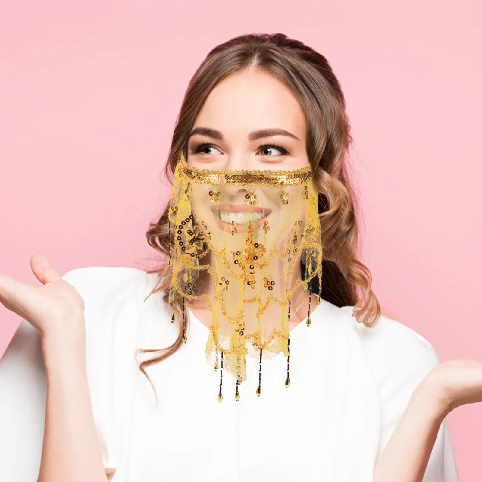 Chinese Style Face Veil Exotic Dance Veil Elegant Classical Charm for Stage Performance Themed Parties Belly Dancer Costume
Chinese Style Face Veil Exotic Dance Veil Elegant Classical Charm for Stage Performance Themed Parties Belly Dancer Costume