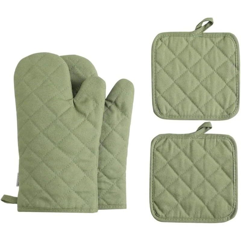 12 Inch Green Oven Mitts Set (4PCS) - High Heat Resistant 500 Degree Extra Thick Cotton Pot Holders for Kitchen
12 Inch Green Oven Mitts Set (4PCS) - High Heat Resistant 500 Degree Extra Thick Cotton Pot Holders for Kitchen
