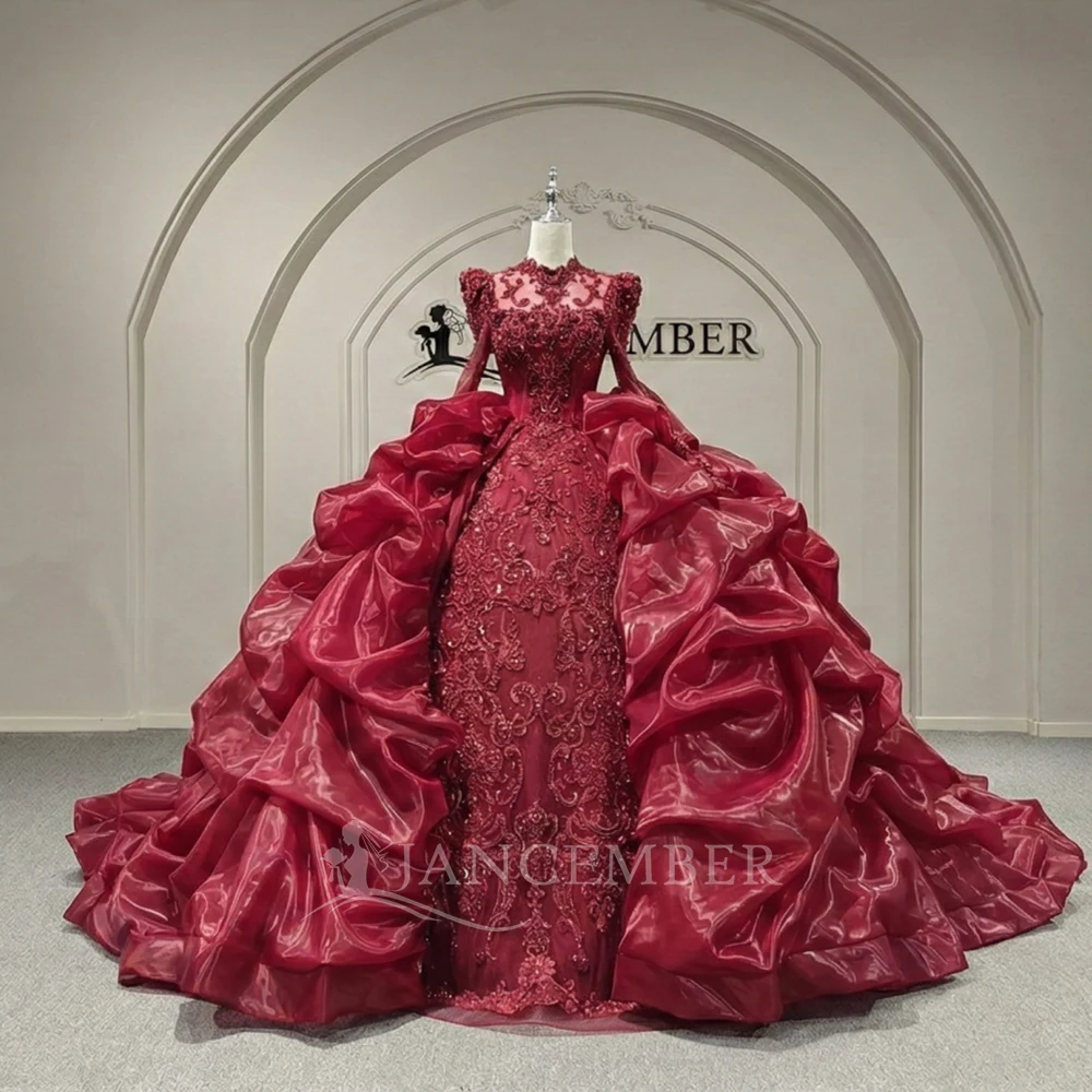 Customized Wedding Dresses Sequins Illusion Long Sleeves Beads Princess Women's Bride Gowns High Neck vestidos de novia boda
Customized Wedding Dresses Sequins Illusion Long Sleeves Beads Princess Women's Bride Gowns High Neck vestidos de novia boda