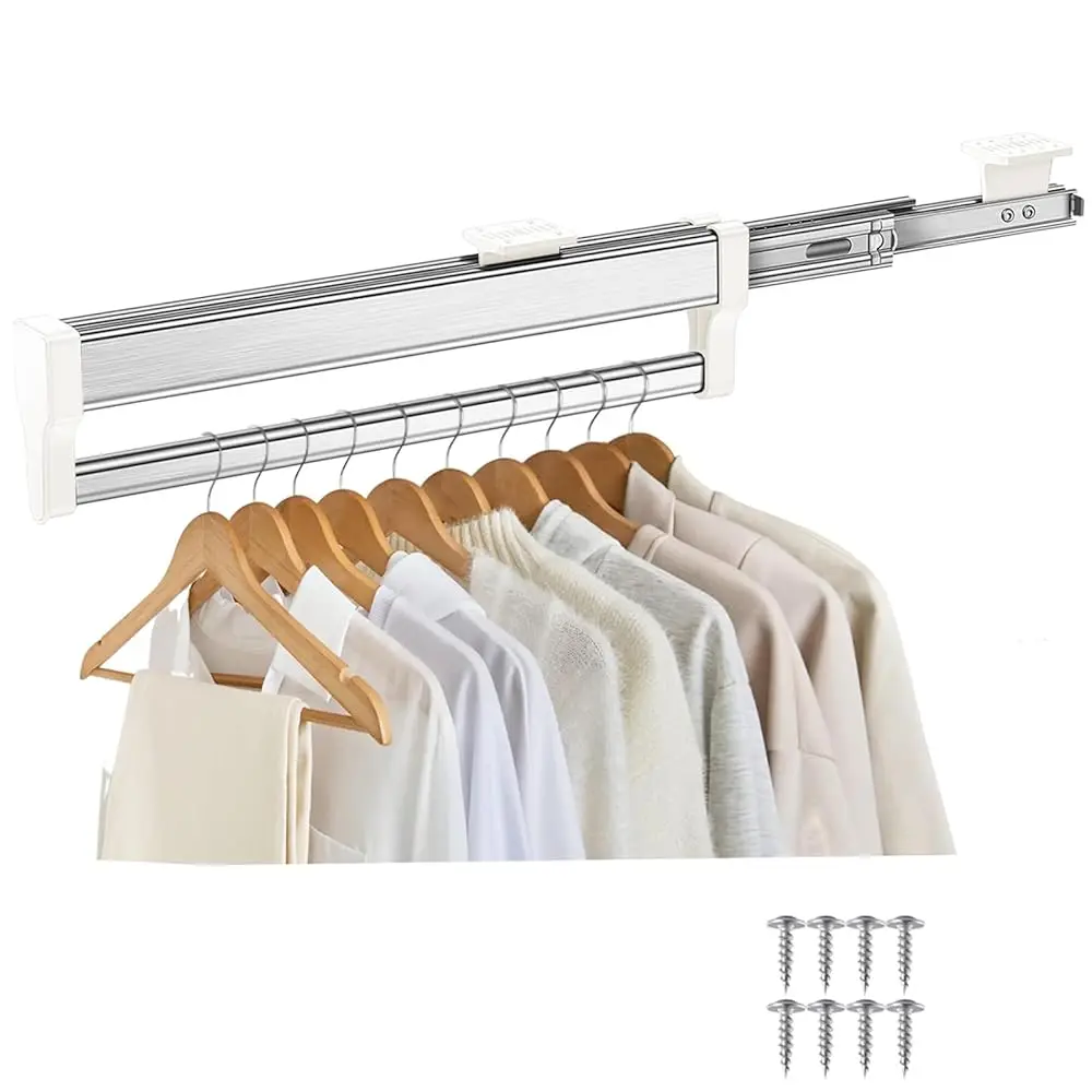 Pull Out Clothes Hanger Rod Adjustable Wardrobe Clothing Rail Hanger Ra Bar For Pants Clothes Stainl Steel (White,
Pull Out Clothes Hanger Rod Adjustable Wardrobe Clothing Rail Hanger Ra Bar For Pants Clothes Stainl Steel (White,