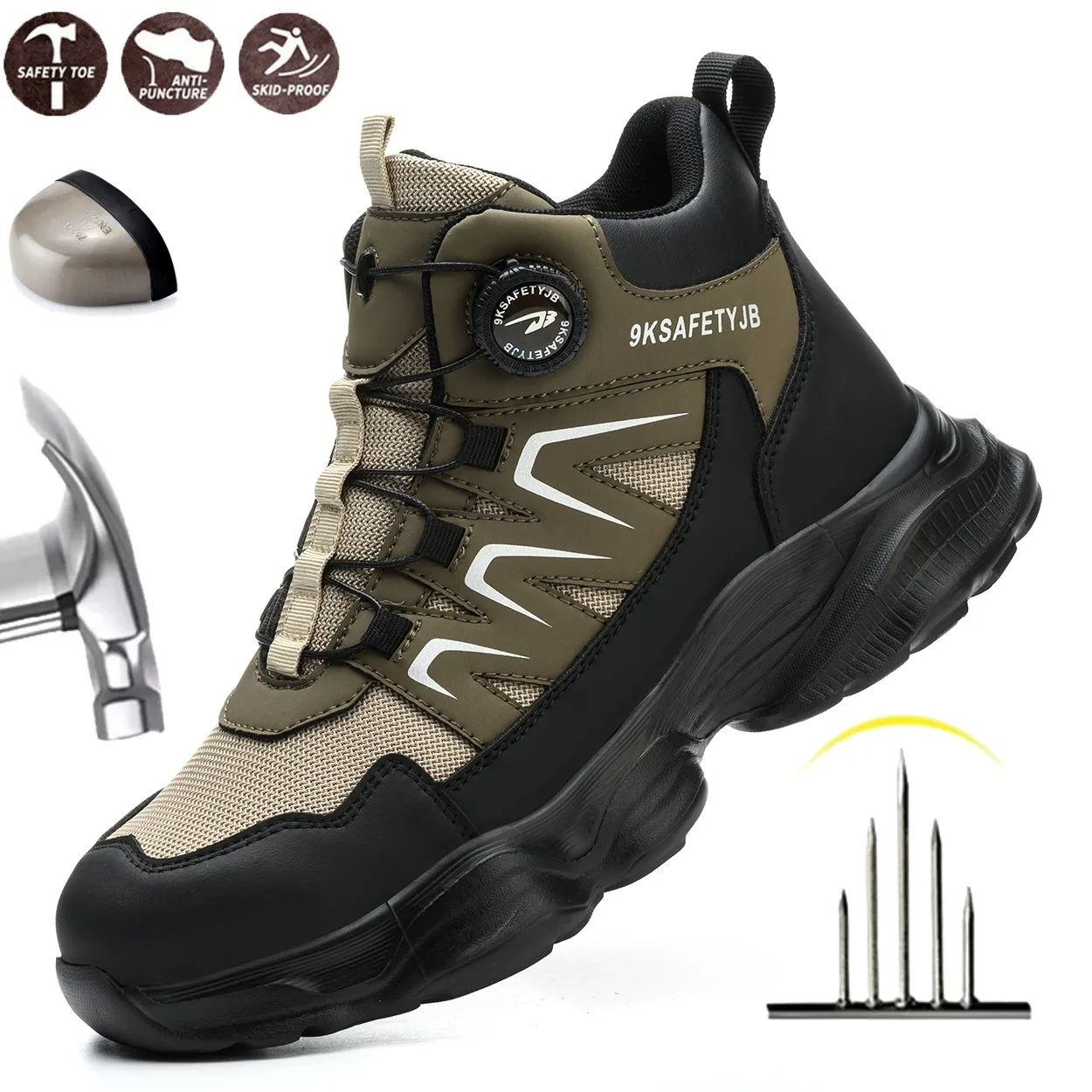 Steel Toe Safety Shoes Men, Anti-Puncture Anti-Smash Non Slip Industrial Work Boots, Lightweight Rotating Button Work Shoes
Steel Toe Safety Shoes Men, Anti-Puncture Anti-Smash Non Slip Industrial Work Boots, Lightweight Rotating Button Work Shoes