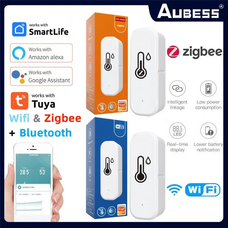 Tuya ZigBee/WiFi Temperature Humidity Sensor Remote Control Thermometer Compatible With Alexa Google Assistant Smart Life
Tuya ZigBee/WiFi Temperature Humidity Sensor Remote Control Thermometer Compatible With Alexa Google Assistant Smart Life