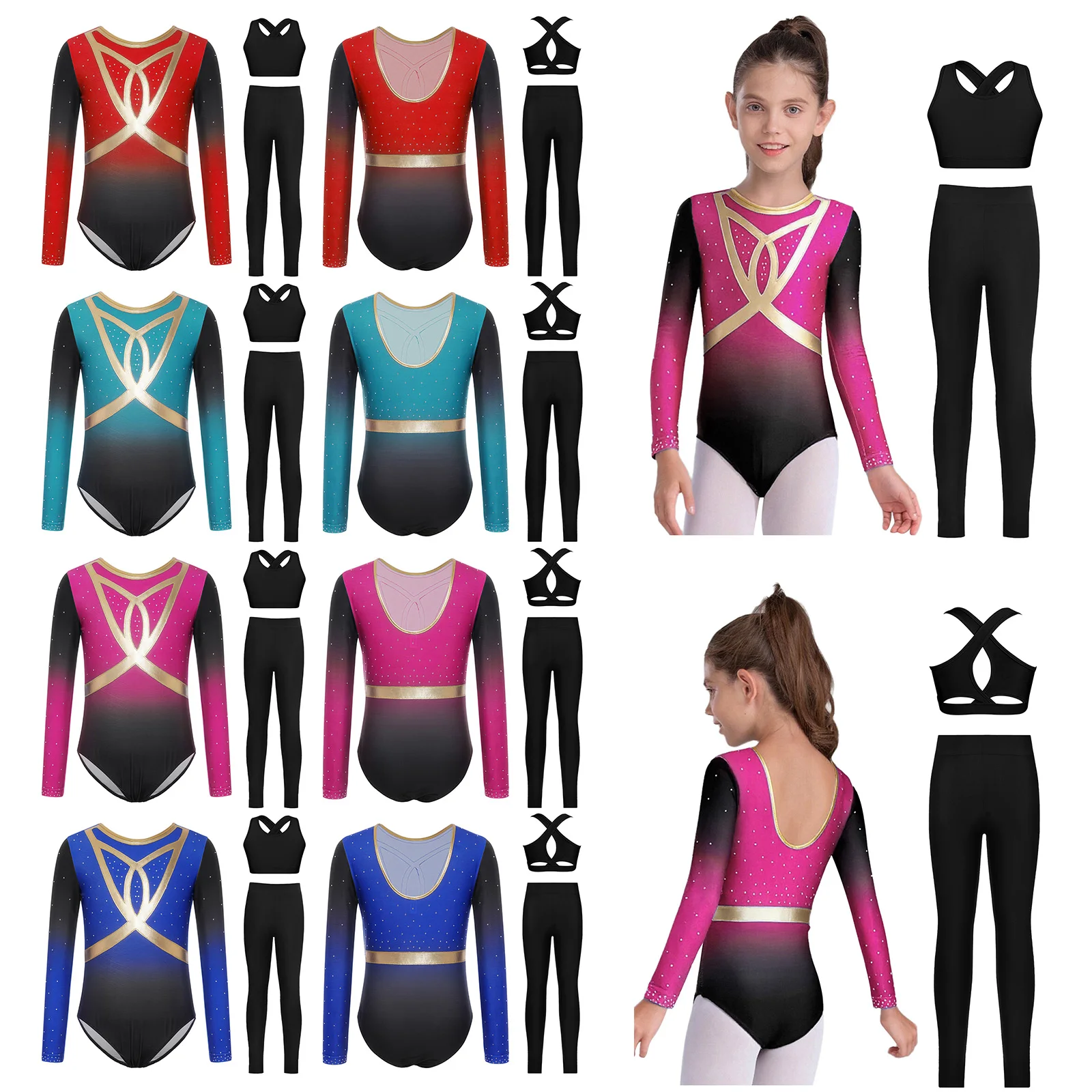 3Pcs/Set Kids Girls Rhythmic Gymnastics Ballet Figure Skating Dance Outfit Glittery Rhinestones Bodysuit with Vest and Leggings
3Pcs/Set Kids Girls Rhythmic Gymnastics Ballet Figure Skating Dance Outfit Glittery Rhinestones Bodysuit with Vest and Leggings