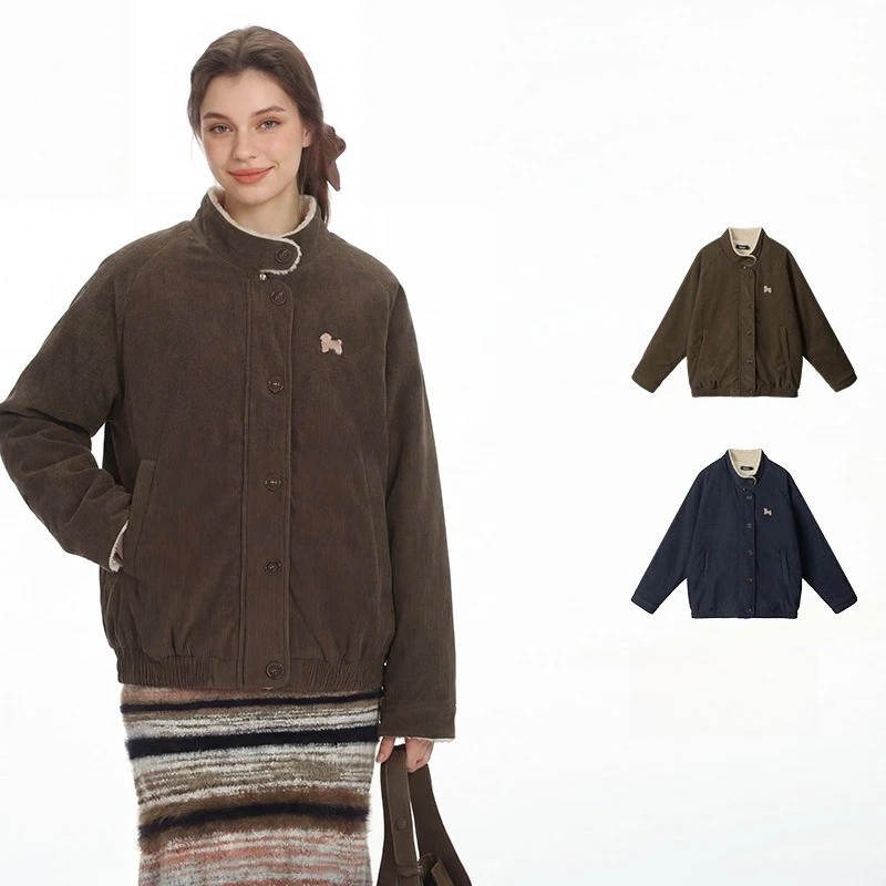 Autumn and Winter 2026 New Corduroy Jacket Women's Loose Stand-up Collar Warm Cotton Clothes Single Breasted Pocket Coat
Autumn and Winter 2026 New Corduroy Jacket Women's Loose Stand-up Collar Warm Cotton Clothes Single Breasted Pocket Coat