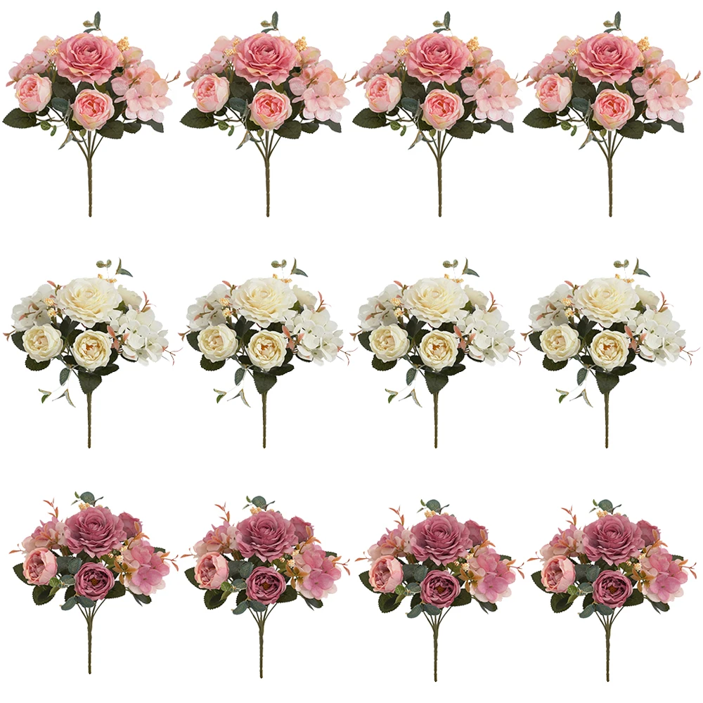 4PCS Rose Artificial Flower Retro Silk Bride Bouquet Hydrangea Peony Vintage Fake Floral Home Wedding Decoration Accessories
4PCS Rose Artificial Flower Retro Silk Bride Bouquet Hydrangea Peony Vintage Fake Floral Home Wedding Decoration Accessories