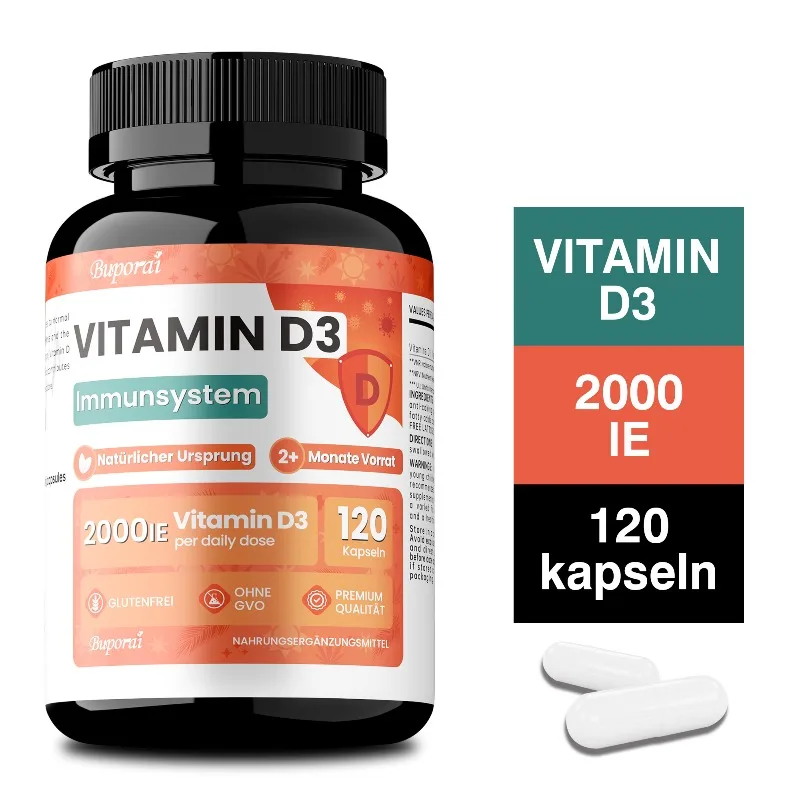 Vitamin D3 Supplement - Promote Bone, Teeth and Muscles Health, Fights Fatigue, Improves Mood, Improve Vitality, Non-GMO
Vitamin D3 Supplement - Promote Bone, Teeth and Muscles Health, Fights Fatigue, Improves Mood, Improve Vitality, Non-GMO