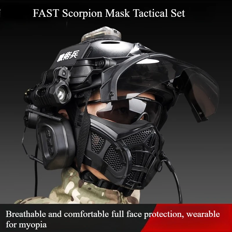 FAST Basic Tactical Helmet Scorpion Mask Set - Lightweight, Breathable, Anti-Ballistic, with Built-In Prescription Glasses
FAST Basic Tactical Helmet Scorpion Mask Set - Lightweight, Breathable, Anti-Ballistic, with Built-In Prescription Glasses
