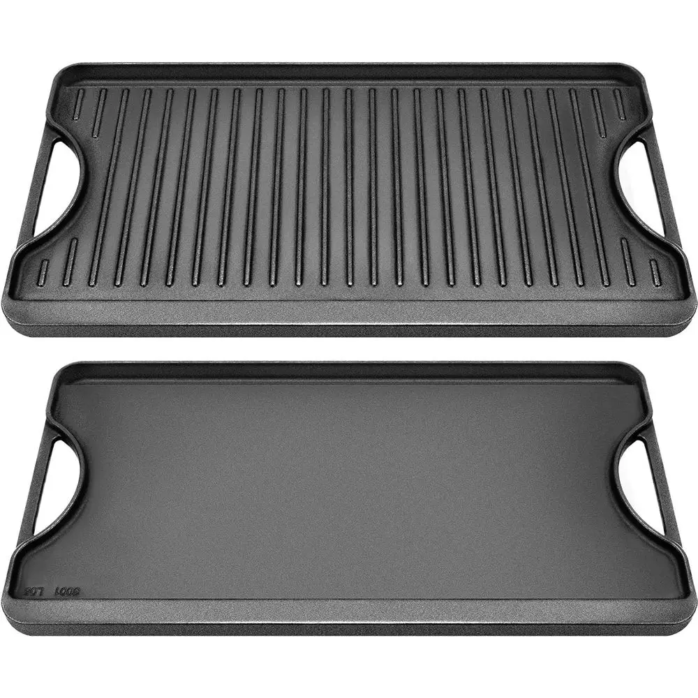 Dual-Surface Cast Iron Griddle Pan for Gas Stoves, Grills, and Outdoor Cooking, 20 x 10.5 inches
Dual-Surface Cast Iron Griddle Pan for Gas Stoves, Grills, and Outdoor Cooking, 20 x 10.5 inches