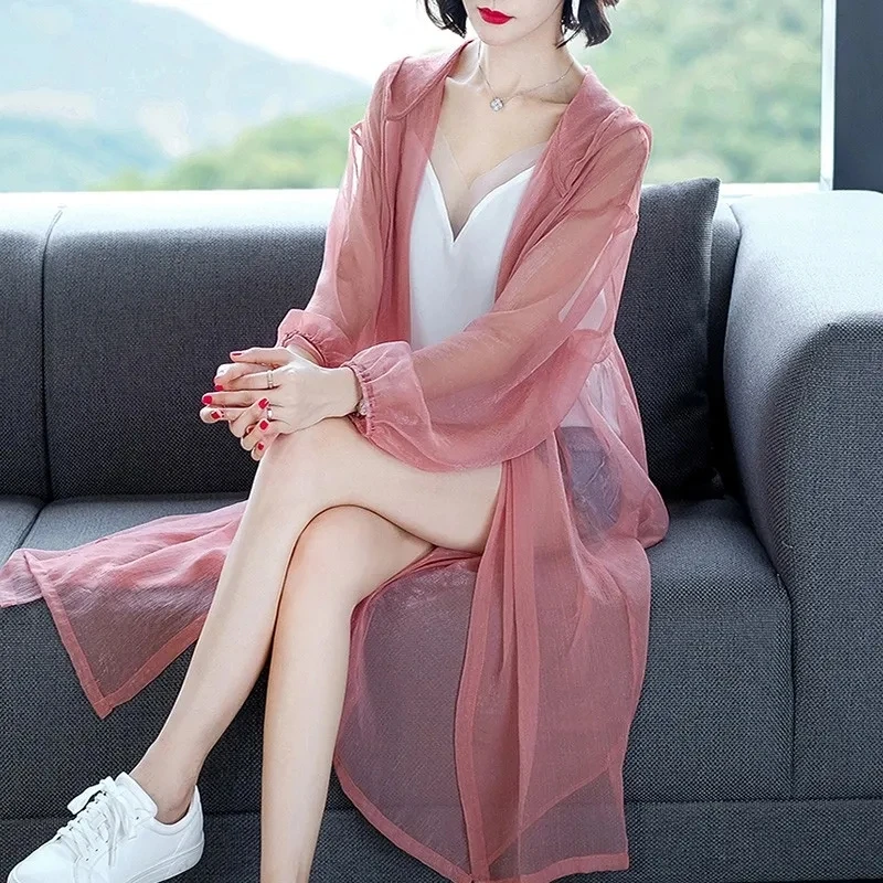 Women's Long Sun Protection Clothing Female Summer Thin Hooded Windbreaker Mid-Length Lantern Sleeve Chiffon Shawl Outerwear
Women's Long Sun Protection Clothing Female Summer Thin Hooded Windbreaker Mid-Length Lantern Sleeve Chiffon Shawl Outerwear