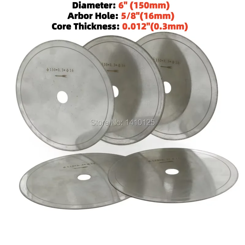 5Pcs 6" inch Diamond Lapidary Saw Blade Super-Thin Rim 0.4mm Arbor Hole 5/8" Cutting Disc Saving in Material Jewelry Gems
5Pcs 6" inch Diamond Lapidary Saw Blade Super-Thin Rim 0.4mm Arbor Hole 5/8" Cutting Disc Saving in Material Jewelry Gems