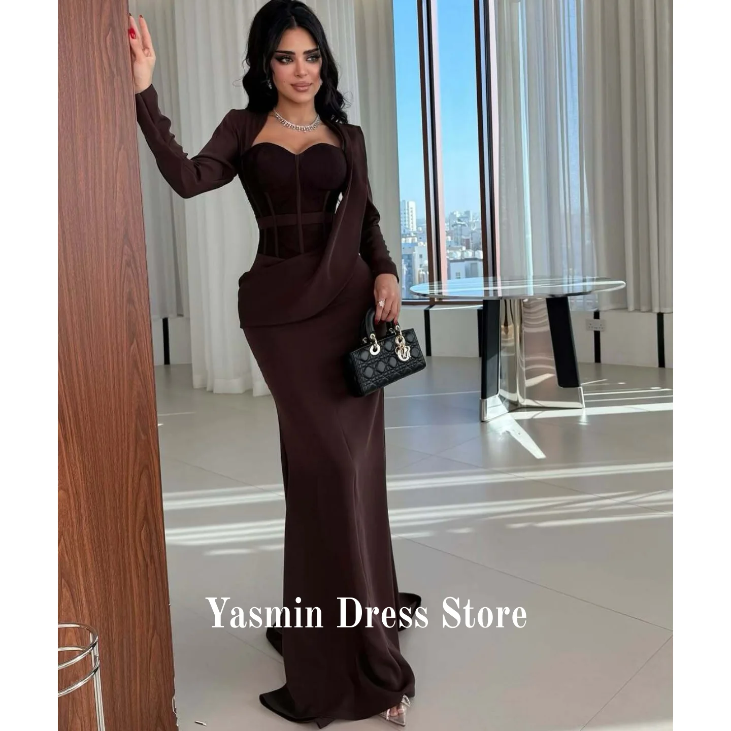 Brown Sweetheart Prom Dresses Long Sleeves Mermaid Women Evening Dresses Dubai Customized Saudi Arabia Style Wedding Dresses
Brown Sweetheart Prom Dresses Long Sleeves Mermaid Women Evening Dresses Dubai Customized Saudi Arabia Style Wedding Dresses
