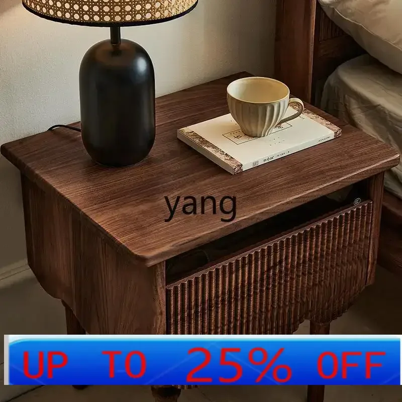 LMM black walnut bedside table full log antique wave shelf bedroom bedside storage cabinet
LMM black walnut bedside table full log antique wave shelf bedroom bedside storage cabinet