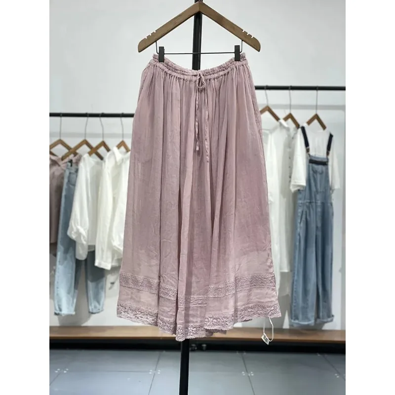 Women's Cotton Linen Maxi Skirt Elastic Waist Drawstring A-Line Skirt with Lace Trim Hem Casual Boho Long Skirt
Women's Cotton Linen Maxi Skirt Elastic Waist Drawstring A-Line Skirt with Lace Trim Hem Casual Boho Long Skirt