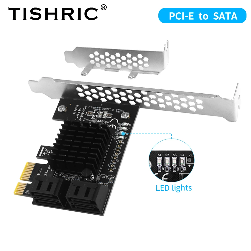 Карта расширения TISHRIC Pcie 1x на 4 порта Sata, расширитель Pcie 3,0, PCI-E Sata со светодиодной подсветкой, карта для майнинга BTC
Карта расширения TISHRIC Pcie 1x на 4 порта Sata, расширитель Pcie 3,0, PCI-E Sata со светодиодной подсветкой, карта для майнинга BTC