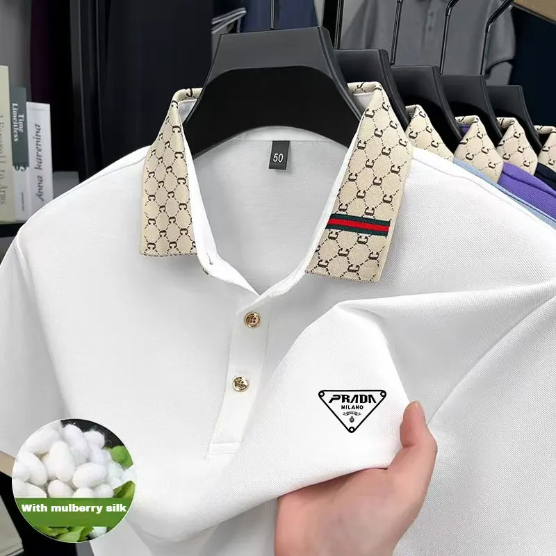 2025 Men's Summer Biz Casual Short Sleeve Polo Shirt - Luxury Embroidered Lapel Lightweight Linen Silk Blend
2025 Men's Summer Biz Casual Short Sleeve Polo Shirt - Luxury Embroidered Lapel Lightweight Linen Silk Blend