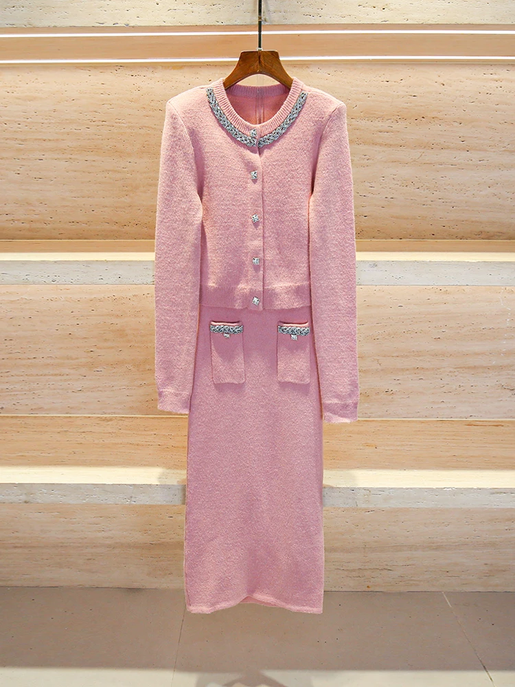 High-End Knitted Open Cardigan And Skirt Set Women's Fashion Ensemble Small Fragrance Style Polyester Fiber Long Sleeve
High-End Knitted Open Cardigan And Skirt Set Women's Fashion Ensemble Small Fragrance Style Polyester Fiber Long Sleeve