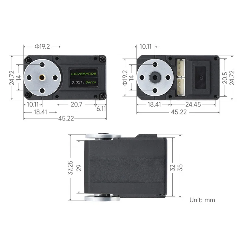 SKU-33014 Waveshare ST3215 Series Serial Bus Servo, High precision and torque, 360 Degrees Magnetic Encoder, Two-way Feedback, S
SKU-33014 Waveshare ST3215 Series Serial Bus Servo, High precision and torque, 360 Degrees Magnetic Encoder, Two-way Feedback, S