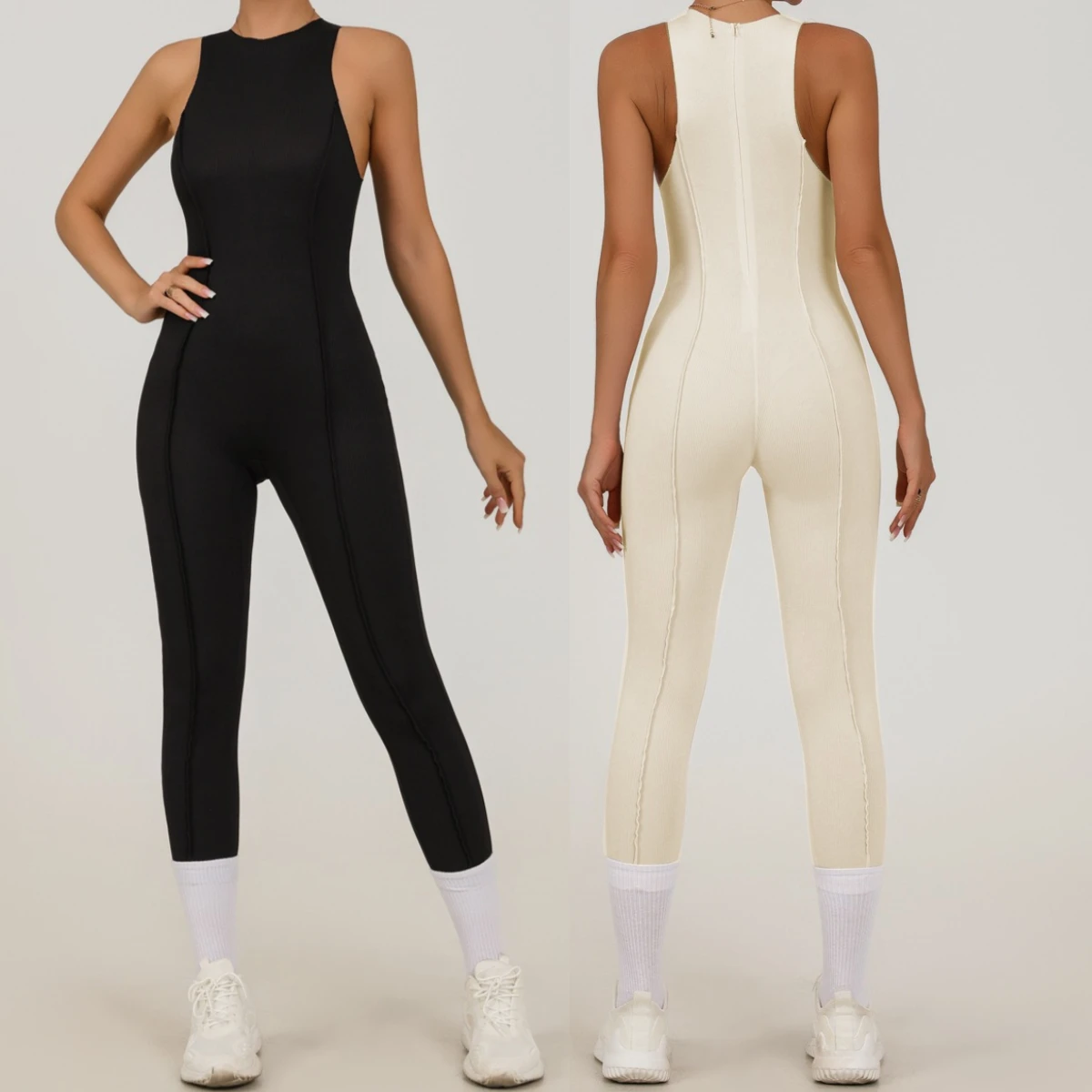 Sleeveless Sports Jumpsuit Pad for Women Gym One-piece Jogging Suit Yoga Set Back Zipper Activewear
Sleeveless Sports Jumpsuit Pad for Women Gym One-piece Jogging Suit Yoga Set Back Zipper Activewear