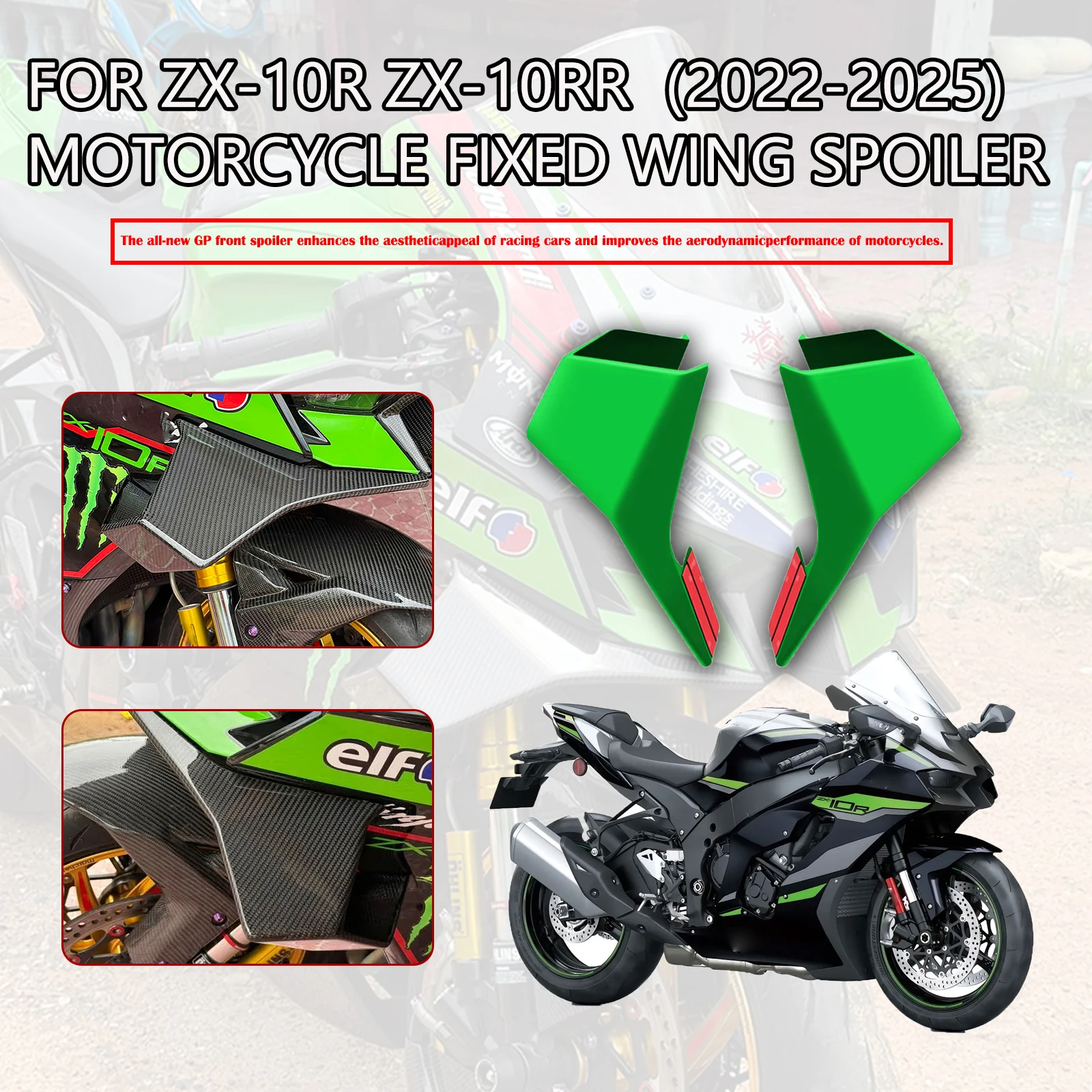Для Kawasaki ZX-10R ZX-10RR 2022-2025 мотоциклетный боковой спойлер с крылышками, модернизированный аэродинамический обтекатель, фиксированное крыло ZX10R 2024
Для Kawasaki ZX-10R ZX-10RR 2022-2025 мотоциклетный боковой спойлер с крылышками, модернизированный аэродинамический обтекатель, фиксированное крыло ZX10R 2024