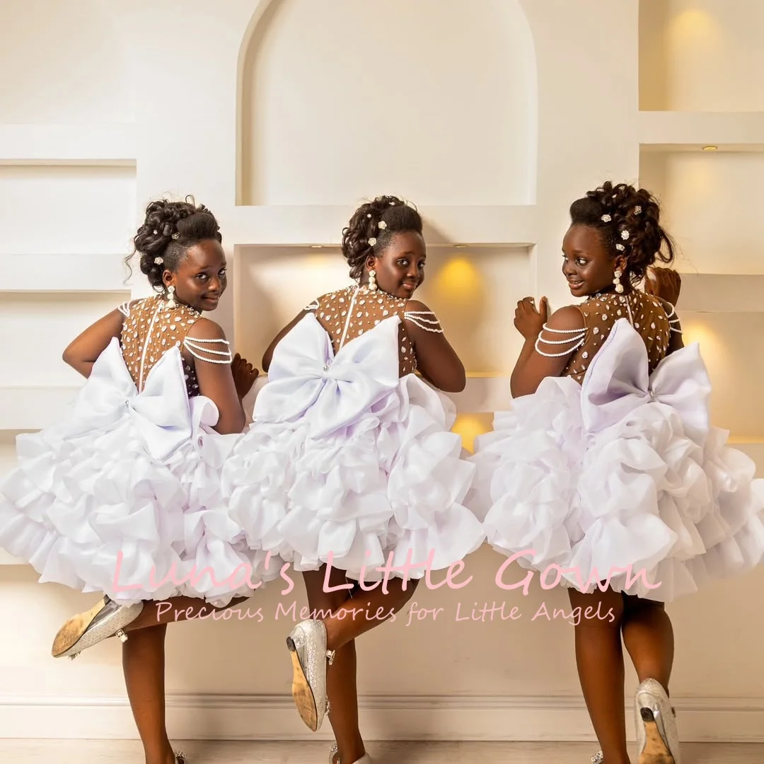Champagne Rhinestone High Neck Short Flower Girl Dress White Giant Ruffle Skirt Thin Strap Shoulder Matching Sibling Set Custom
Champagne Rhinestone High Neck Short Flower Girl Dress White Giant Ruffle Skirt Thin Strap Shoulder Matching Sibling Set Custom