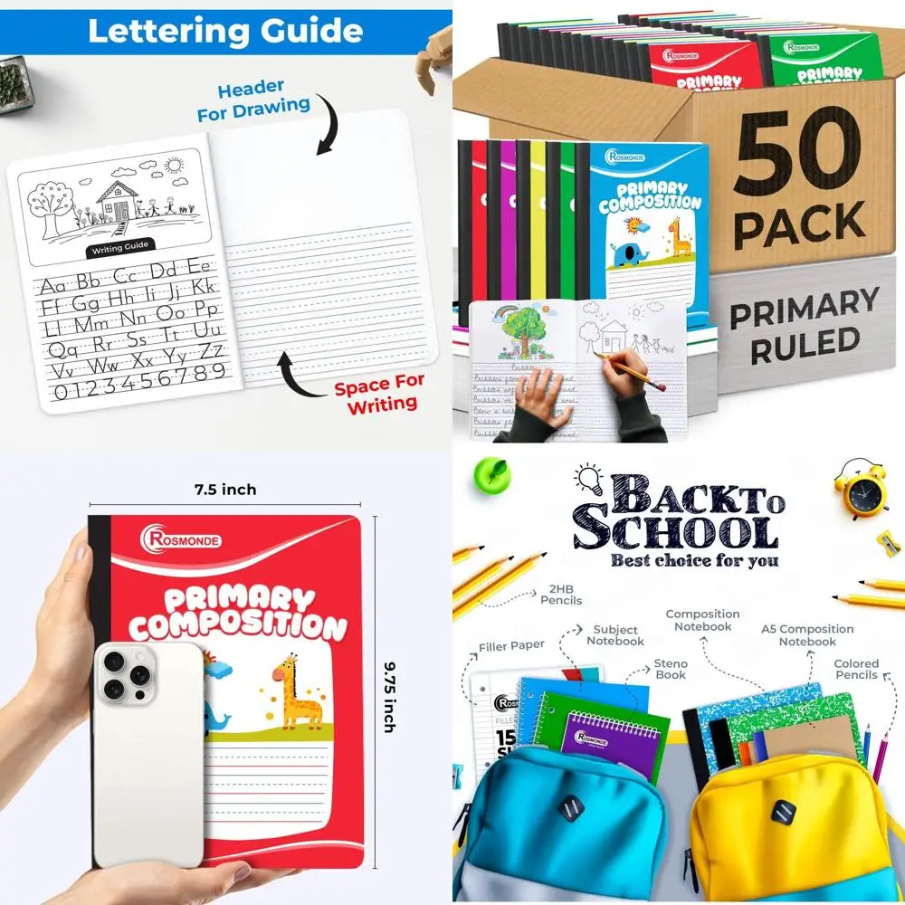 50-Pack Primary Ruled Composition Notebooks, 200 Pages, 9.75 x 7.5 Inches, Bulk School Supplies, Hard Cover Marbles Design
50-Pack Primary Ruled Composition Notebooks, 200 Pages, 9.75 x 7.5 Inches, Bulk School Supplies, Hard Cover Marbles Design
