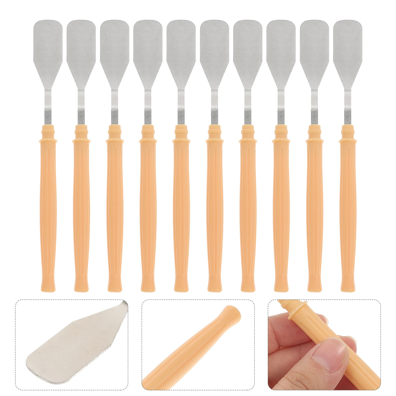 10 Pcs Palette Knife Tool Scrapers Spatulas Mixing Supplies Painting Wooden Color Modulation Stainless Steel Plastic Easy
10 Pcs Palette Knife Tool Scrapers Spatulas Mixing Supplies Painting Wooden Color Modulation Stainless Steel Plastic Easy