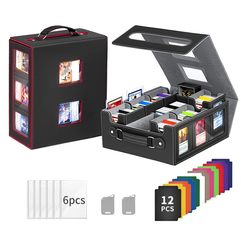 Leather Handle Trading Card Storage Box with Display Window Magnetic PU Leather Card Organizer for Magic TCG PTCG Sports Cards
Leather Handle Trading Card Storage Box with Display Window Magnetic PU Leather Card Organizer for Magic TCG PTCG Sports Cards