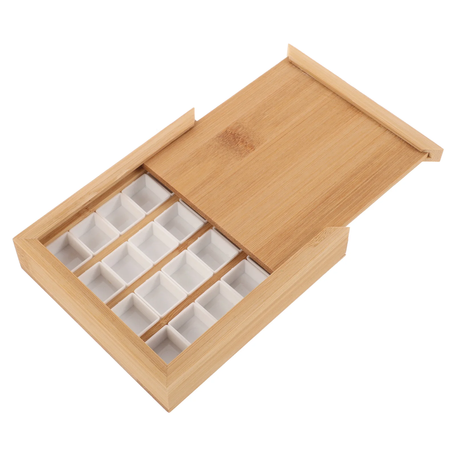Wooden Pigment Box 24 Compartments Watercolor Paint Case Yellow Palette Tray Mixing Plate Artist Student Storage Container
Wooden Pigment Box 24 Compartments Watercolor Paint Case Yellow Palette Tray Mixing Plate Artist Student Storage Container