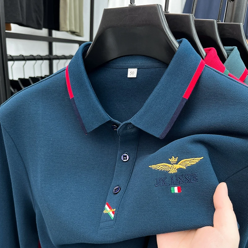 Spring and Autumn new 100% cotton long sleeved men's polo shirt brand high-end embroidered comfortable breathable casual T-shirt
Spring and Autumn new 100% cotton long sleeved men's polo shirt brand high-end embroidered comfortable breathable casual T-shirt