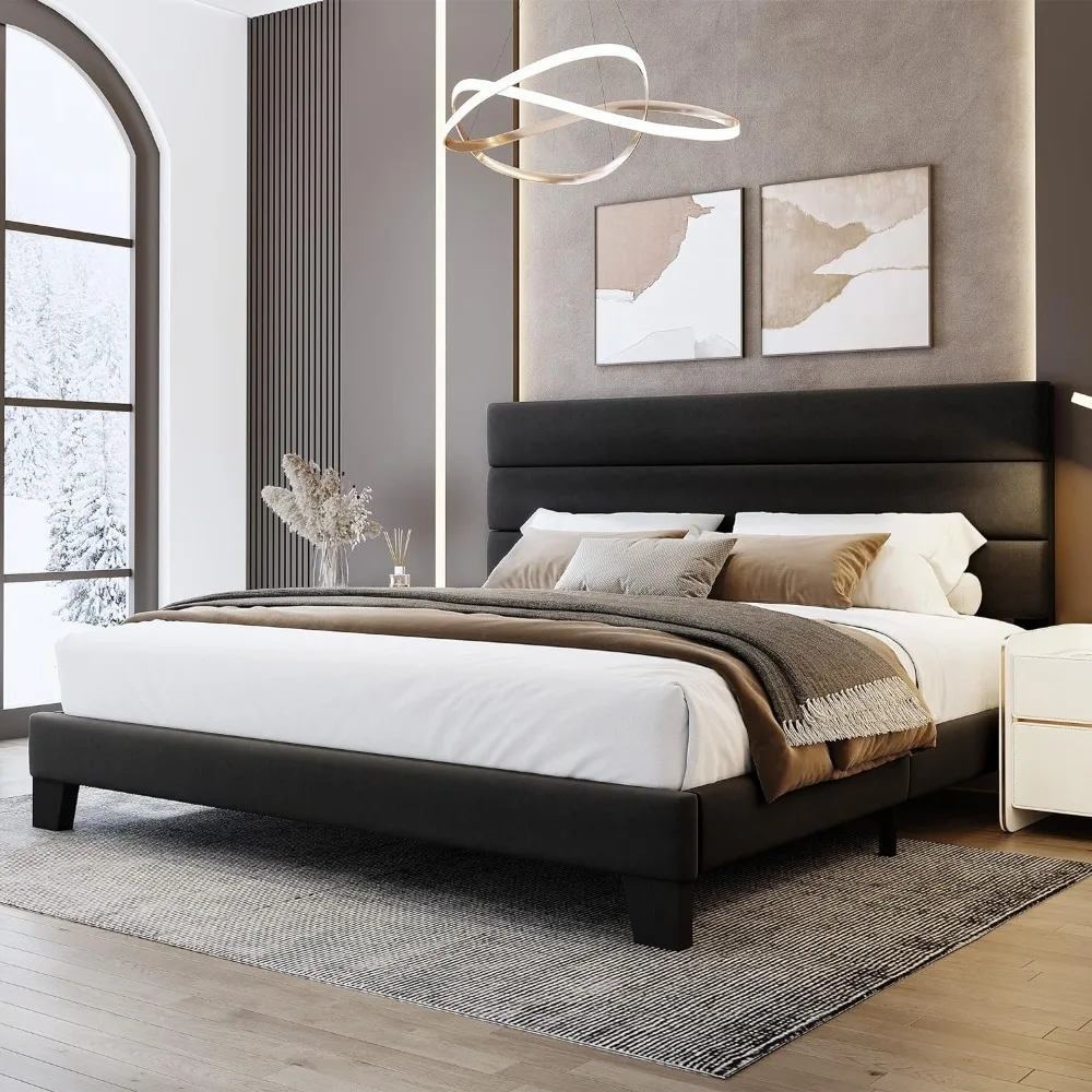 King Bed Frame Platform Bed with Velvet Upholstered Headboard and Wooden Slats Support,Heavy Duty Mattress Foundation,Bed Frames
King Bed Frame Platform Bed with Velvet Upholstered Headboard and Wooden Slats Support,Heavy Duty Mattress Foundation,Bed Frames