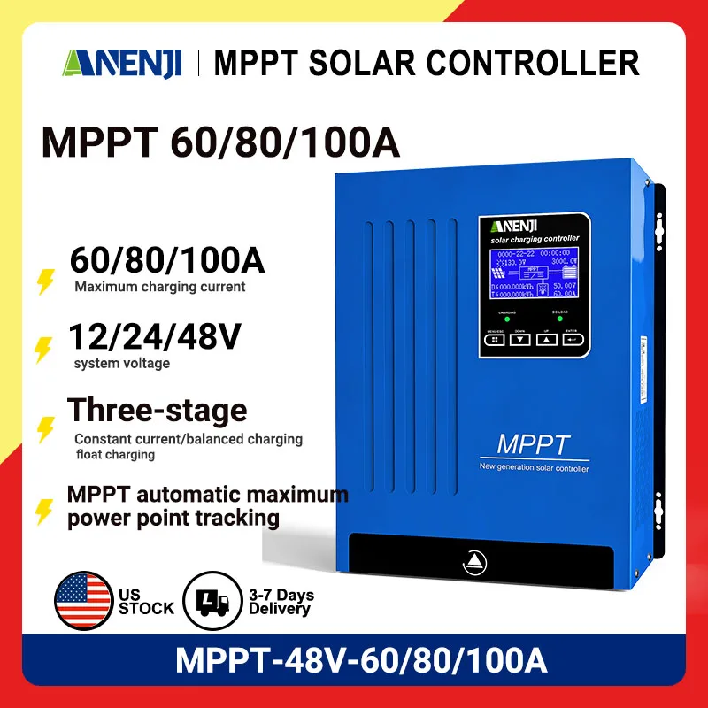 ANENJI 60A 80A 100A MPPT Solar Charge Controller 12V/24V/36V/48V Auto Max Solar PV 150V Regulator Supports 12 Units in parallel
ANENJI 60A 80A 100A MPPT Solar Charge Controller 12V/24V/36V/48V Auto Max Solar PV 150V Regulator Supports 12 Units in parallel