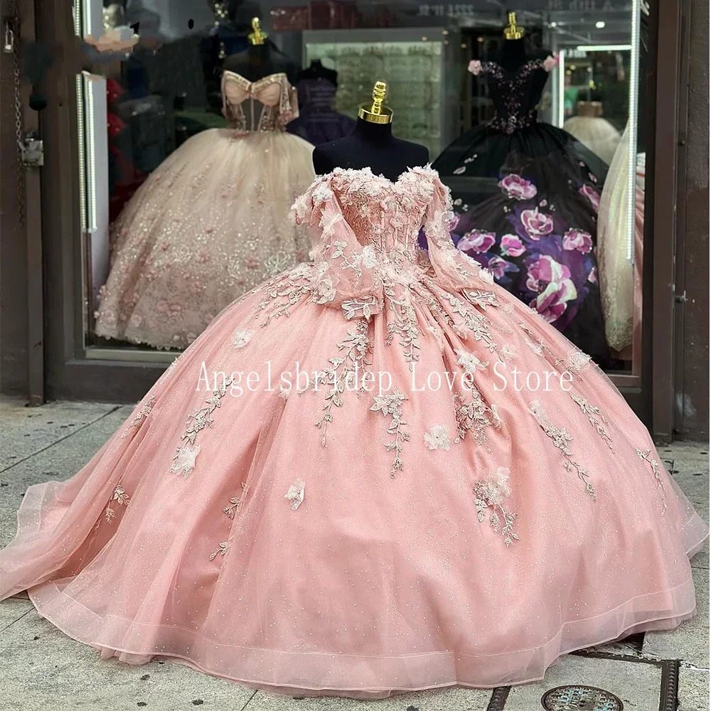 Angelsbridep Pink Princess Ball Gown Sweet 16 Quinceanera Dresses With Long Sleeves Shiny Tulle Vestidos De 15 Años
Angelsbridep Pink Princess Ball Gown Sweet 16 Quinceanera Dresses With Long Sleeves Shiny Tulle Vestidos De 15 Años