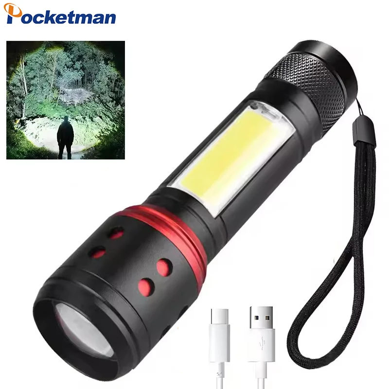 Super Bright LED Flashlight USB Rechargeable Flashlights with COB Side Lights Portable Zoomable Torch with Built-in Battery
Super Bright LED Flashlight USB Rechargeable Flashlights with COB Side Lights Portable Zoomable Torch with Built-in Battery