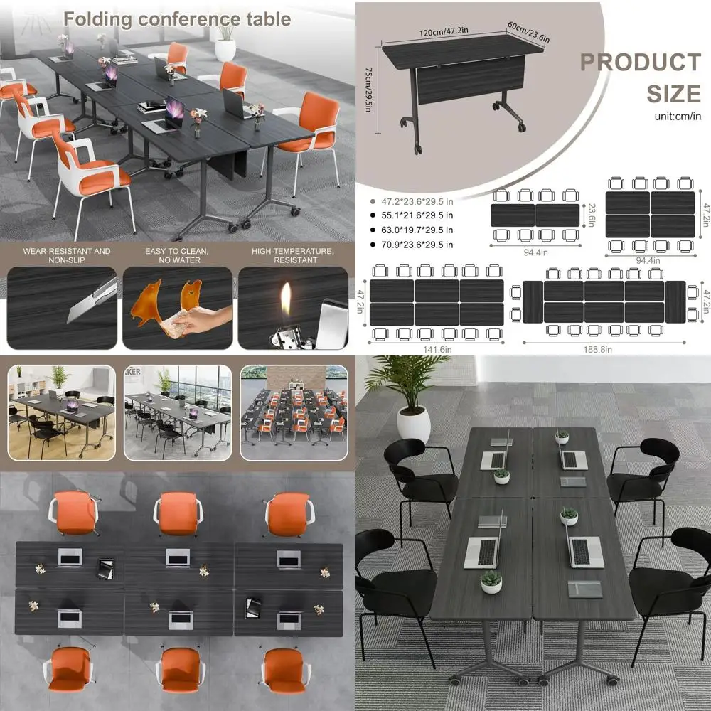 Portable Wooden Conference Tables with Wheels for 8-16 People, Suitable for Meetings, Training, and Seminars (47 Ebony)
Portable Wooden Conference Tables with Wheels for 8-16 People, Suitable for Meetings, Training, and Seminars (47 Ebony)