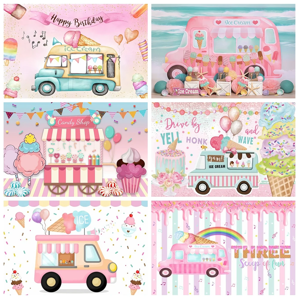 Ice Cream Truck Shop Baby Shower Birthday Photography Backdrop Rainbow Donut Ice Cream Baby 1st Birthday Party Photo Background
Ice Cream Truck Shop Baby Shower Birthday Photography Backdrop Rainbow Donut Ice Cream Baby 1st Birthday Party Photo Background