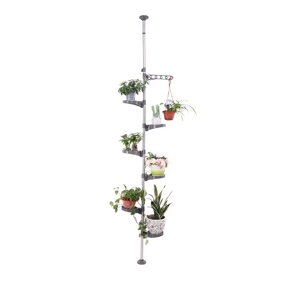 7-Tier Indoor Plant Pole Spring Tension Rod Expandable Flower Pots Display Ra Stand Hanger Metal Corner Storage Shelf, Grey
7-Tier Indoor Plant Pole Spring Tension Rod Expandable Flower Pots Display Ra Stand Hanger Metal Corner Storage Shelf, Grey