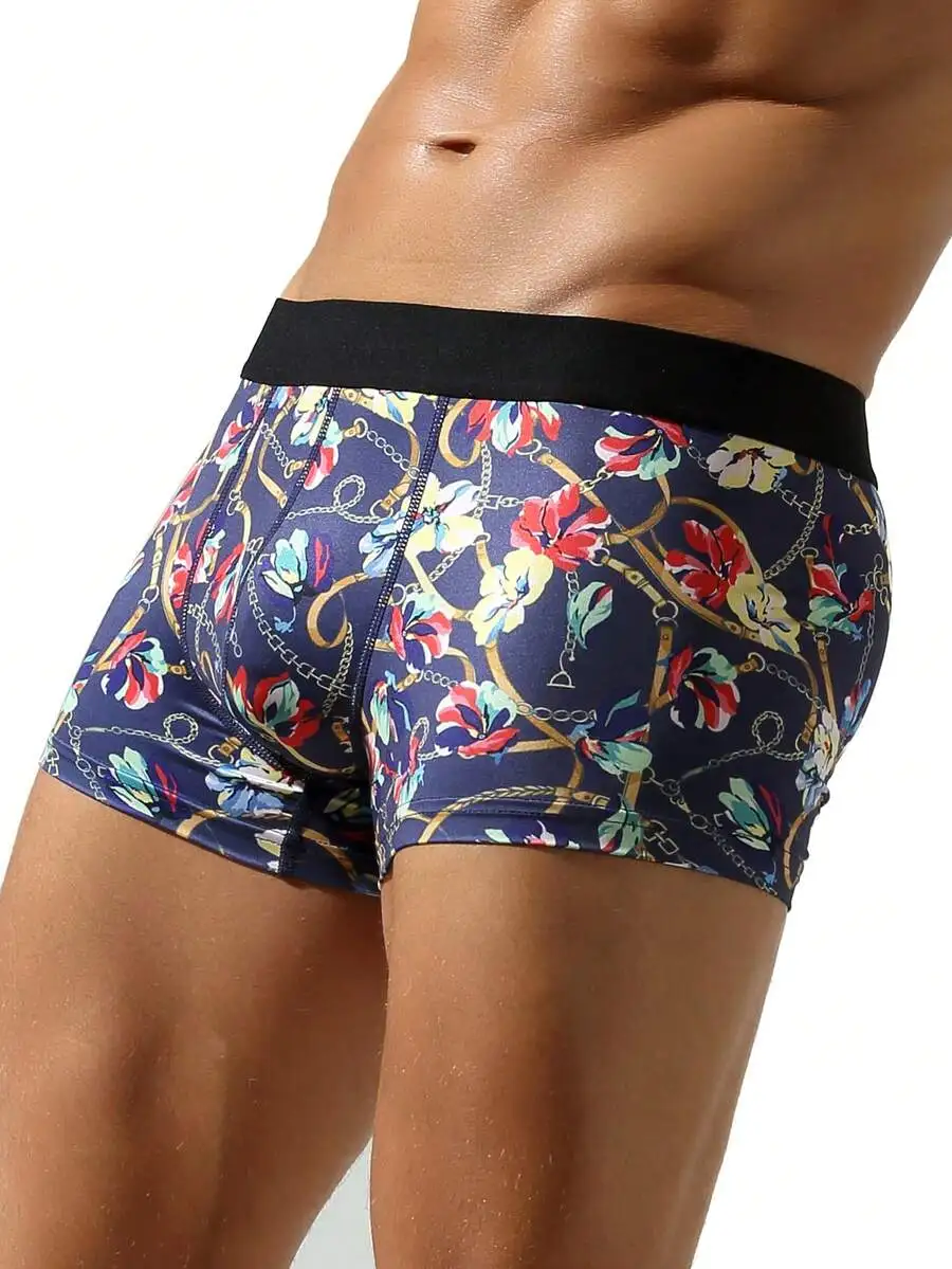 Mens Stretch Floral Print Boxer Briefs With Chain Pattern
Mens Stretch Floral Print Boxer Briefs With Chain Pattern