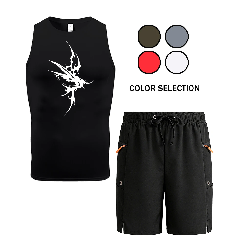 Men's Summer Gym Sleeveless Tank & Shorts Set Dark Style "Thorn and Eye" Graphic Print Zipper Pockets Running and Casual
Men's Summer Gym Sleeveless Tank & Shorts Set Dark Style "Thorn and Eye" Graphic Print Zipper Pockets Running and Casual
