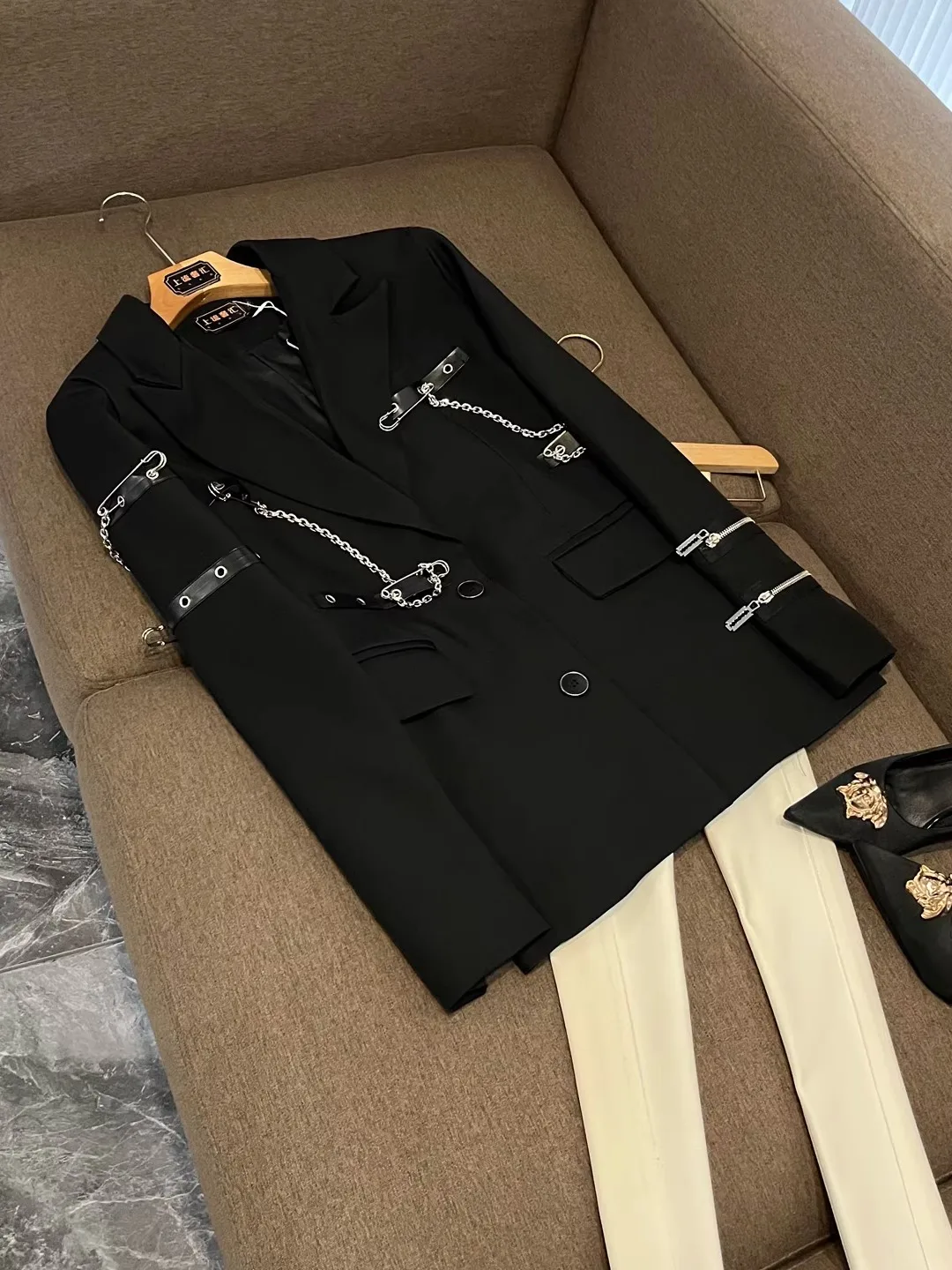 Ele Bla Patchwork Trendy Suit Jaet Women's Personali High-End Feel Faionable Outerwear Commute Sle Long Sve
Ele Bla Patchwork Trendy Suit Jaet Women's Personali High-End Feel Faionable Outerwear Commute Sle Long Sve