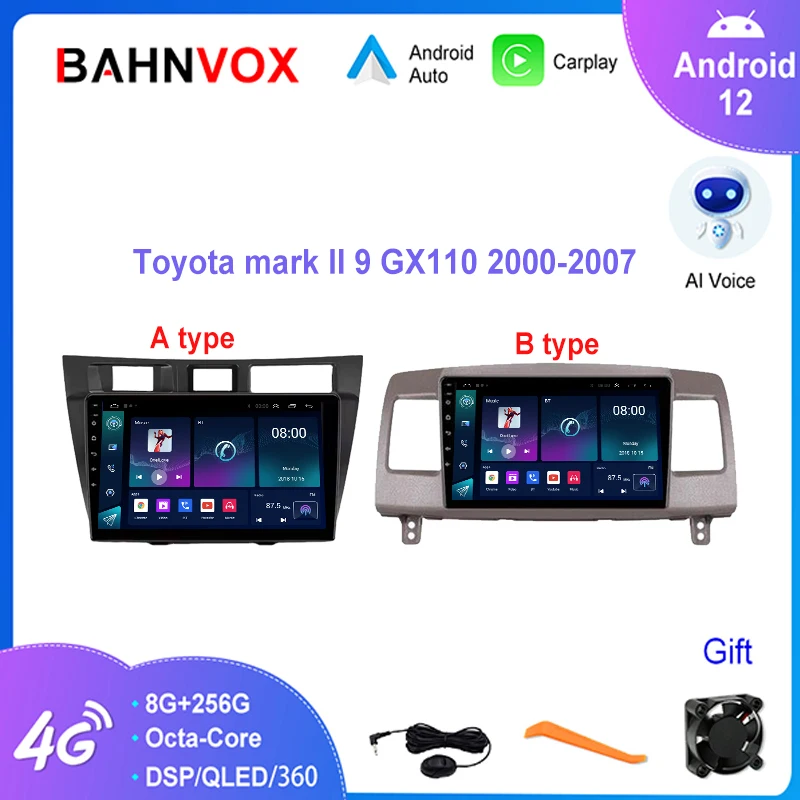 Автомобильный радиоприемник QLED, 9 дюймов, Android 12, для Toyota mark II 9 GX110 2000-2007, мультимедийный видеоплеер, GPS-навигация Carplay 4G
Автомобильный радиоприемник QLED, 9 дюймов, Android 12, для Toyota mark II 9 GX110 2000-2007, мультимедийный видеоплеер, GPS-навигация Carplay 4G