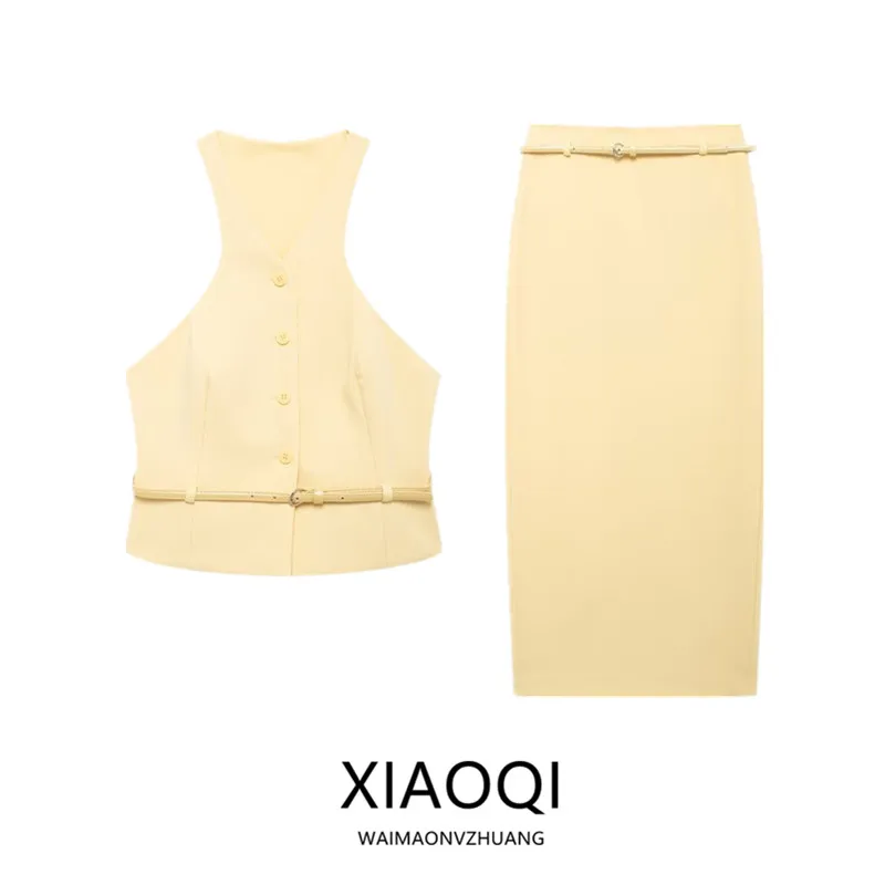 Women's Sleeveless Vest Style Top with Belt And Collar New Fall 2024 Fashion Set Casual Work Uniform Suitable for Ages 25-35
Women's Sleeveless Vest Style Top with Belt And Collar New Fall 2024 Fashion Set Casual Work Uniform Suitable for Ages 25-35