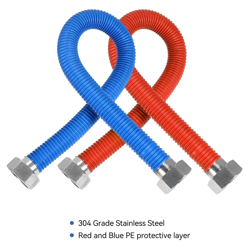 24Inch Stainless Steel Corrugated Water Heater Connector,1/2In FIP X 1/2In FIP,Water Heater Hose,Hot And Cold Color Code
24Inch Stainless Steel Corrugated Water Heater Connector,1/2In FIP X 1/2In FIP,Water Heater Hose,Hot And Cold Color Code