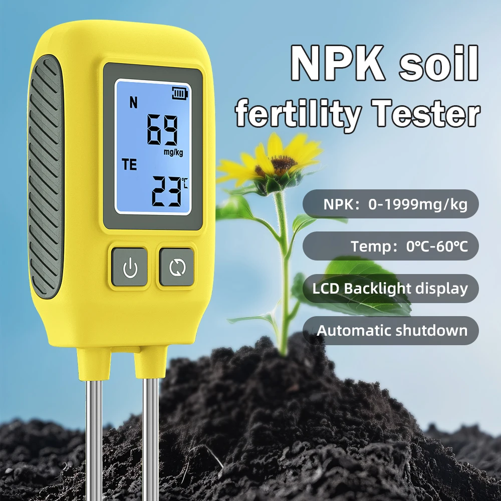 4 in 1 Soil Tester LCD Backlight Soil Fertilizer Nutrient Detector 0-1999mg/kg Soil NPK Temperature Meter for Garden Farm
4 in 1 Soil Tester LCD Backlight Soil Fertilizer Nutrient Detector 0-1999mg/kg Soil NPK Temperature Meter for Garden Farm