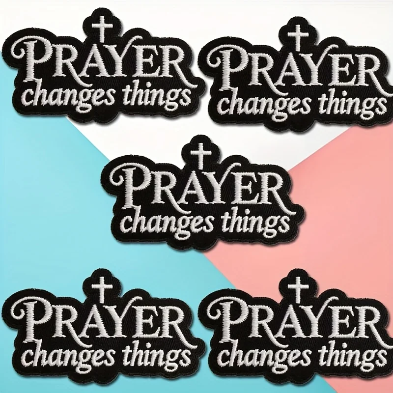 5pcs "Prayer Changes Things" Embroidered Patches, Suitable for Ironing or Sewing Onto Trucker Hats, Clothing, Bags, Shoes, and Various Garden Decorations
5pcs "Prayer Changes Things" Embroidered Patches, Suitable for Ironing or Sewing Onto Trucker Hats, Clothing, Bags, Shoes, and Various Garden Decorations
